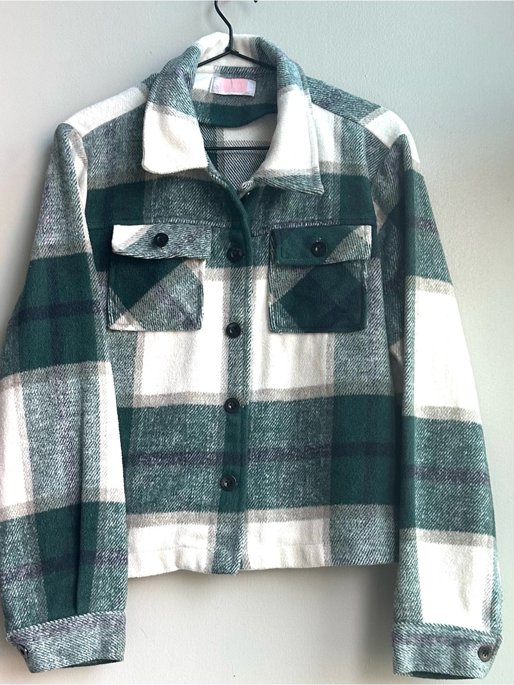 WOMEN’S long sleeve green plaid shirt/jacket fall cozy